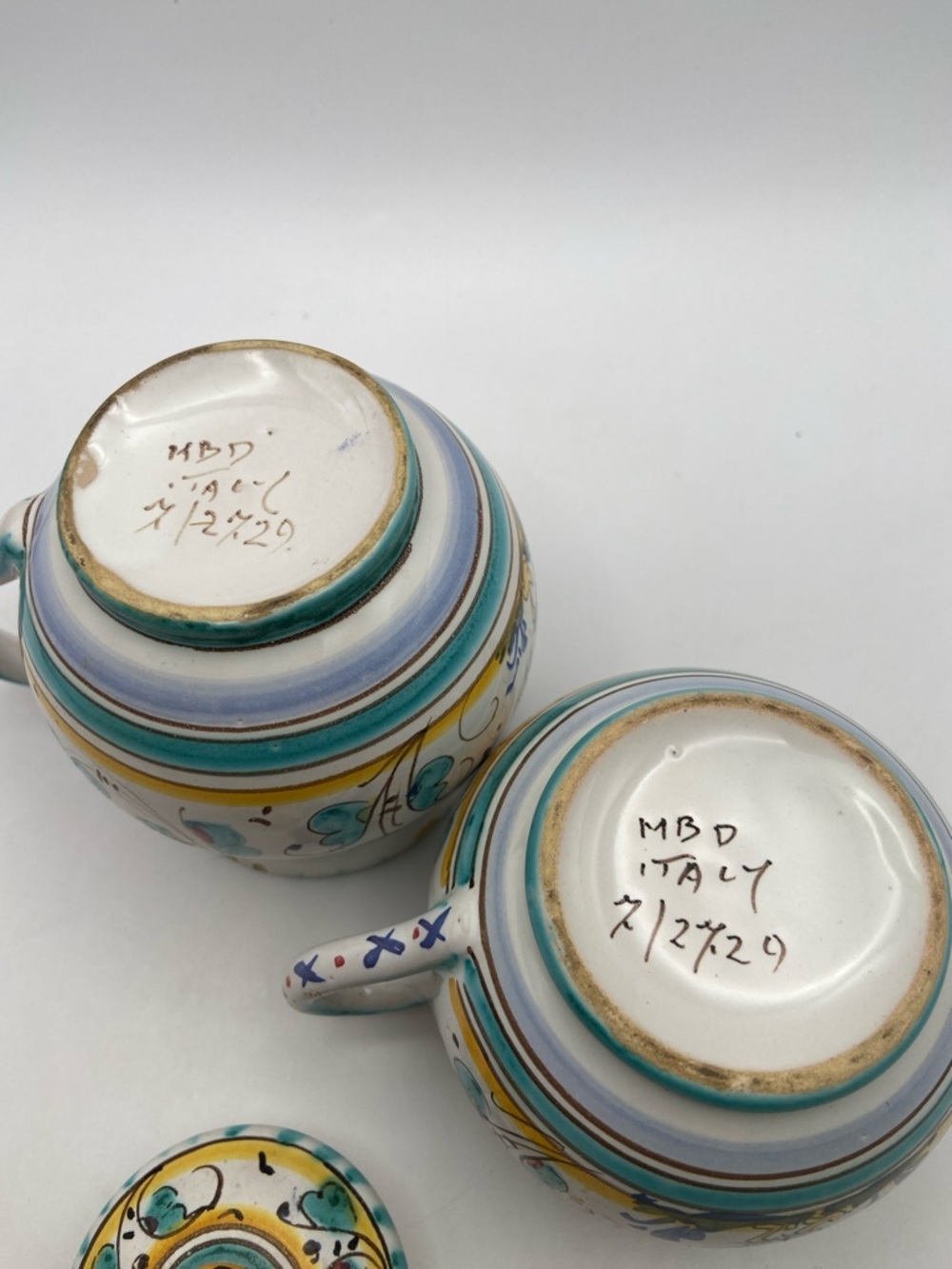 Hand Crafted Deruta Orvieto Rooster Creamer & Sugar Bowl Set Vintage - Picture 7 of 9